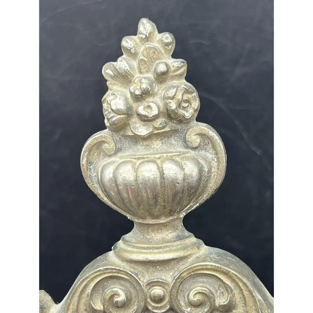Pair Antique Cast Brass/Bronze (?) Floral Electric Wall Sconce Lights Reclaimed